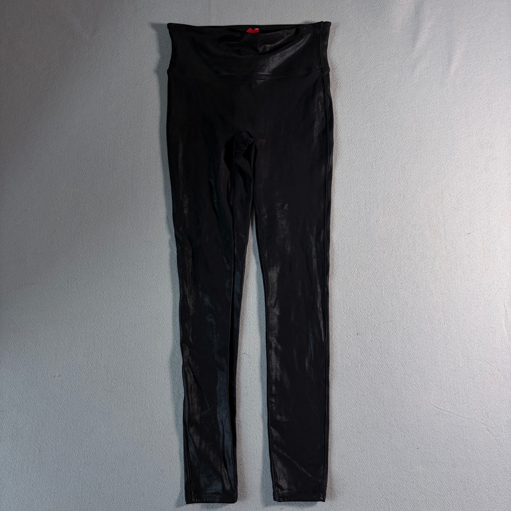 Spanx Faux Leather Leggings Black High Waisted Slimming Pants Medium 1528